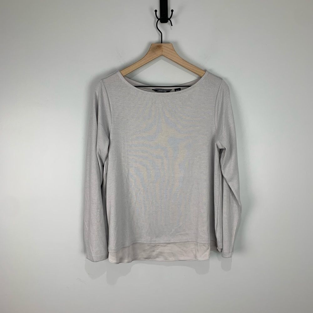 Lands End Petite Silver Sweater With Split Back